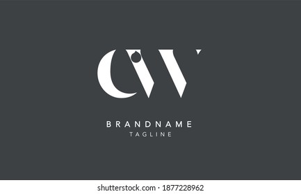 CW Lowercase Letter Initial Icon Logo Design Vector Illustration