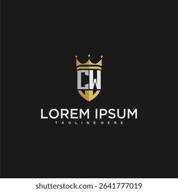 CW luxury letter monogram for crown and shield logo design