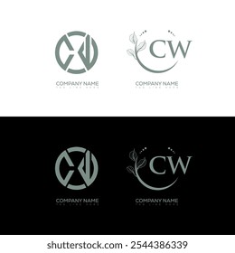 Diseño de conjunto de logotipos minimalista y clásico de CW. VECTOR de forma de círculo monograma CW. Diseño único de CW.
