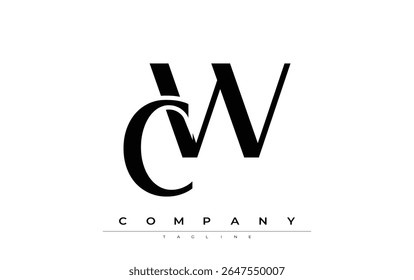CW Modern Initials Logo Design. Branding logo with stylized initials showcasing bold design and modern aesthetic. Ideal for professional business branding or creative projects focusing on minimalistic