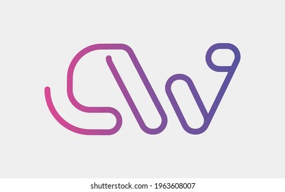 CW Monogram tech with a monoline style. Looks playful but still simple and futuristic. A perfect logo for your tech company or any futuristic design project.