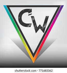 CW Multicolor Triangle LOGO with Dark Gray Highlight and Shadow