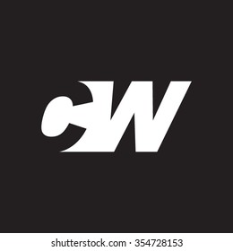 CW negative space letter logo black background