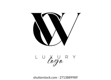 CW  Serif Letter Monogram Typography Logo for Elegant Premium Branding Identity