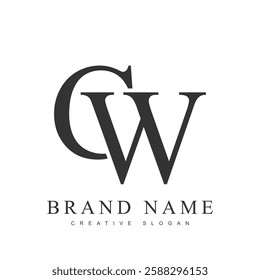 CW trendy logotype template. Initial letter c and w classic font style. Creative logo for company name or identity. Vector illustration.