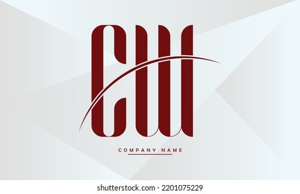 Monograma del logotipo de las letras abstractas de CW, WC