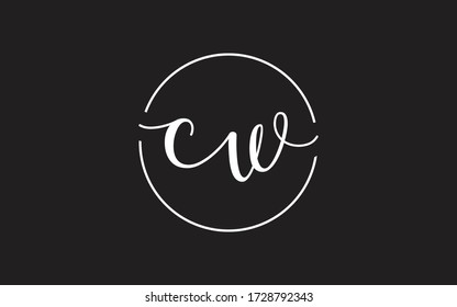 cw or wc Cursive Letter Initial Logo Design, Vector Template