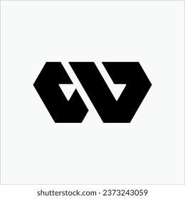 CW or WC or CV or CVW initial flat monogram modern brand unique logo 