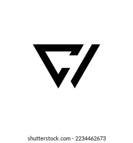 CW or WC initial modern triangle lettering logo design 