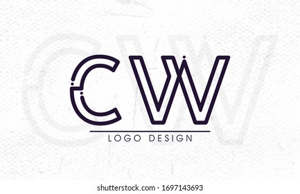 CW WC Letter Initial Logo Design Template
