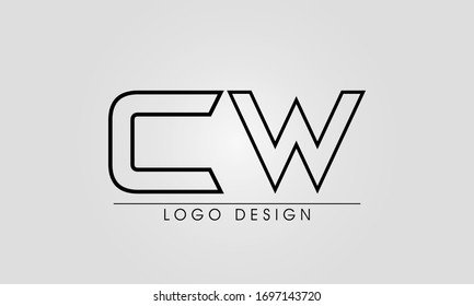 CW WC Letter Initial Logo Design Template
