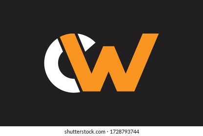 Diseño de logotipo inicial de carta CW o WC, plantilla de vector