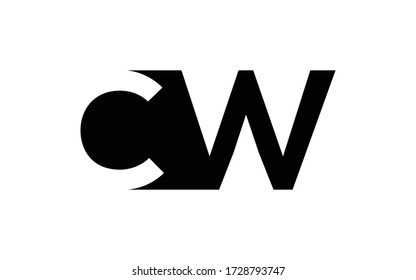 CW or WC Letter Initial Logo Design, Vector Template
