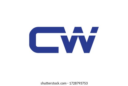 CW or WC Letter Initial Logo Design, Vector Template