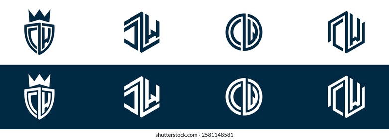 CW WC letter logo set design