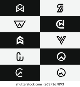 CW WC letter logo set featuring abstract monogram and minimal design. Perfect for professional branding, business identity, and creative vector logo design templates.








