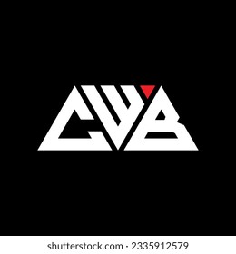 CWB triangle letter logo design with triangle shape. CWB triangle logo design monogram. CWB triangle vector logo template with red color. CWB triangular logo Simple, Elegant, and Luxurious design.