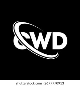 Logotipo del CWD. Carta de la CWD. Diseño del logotipo de la letra CWD. Logotipo de C WD enlazado con el círculo y el logotipo del monograma en mayúsculas. Tipografía CWD para tecnología, negocio y marca inmobiliaria.