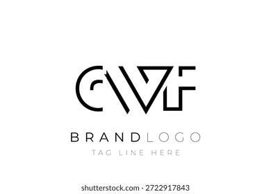 Diseño de logotipo de carta abstracta CWF. Diseño moderno del logotipo del negocio con tipografía Abstractas y estilo contemporáneo