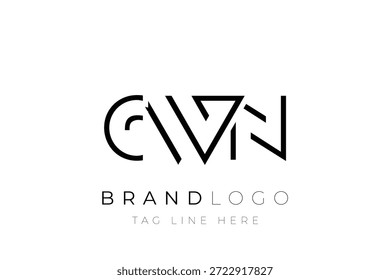 Diseño de logotipo de carta abstracta CWN. Diseño moderno del logotipo del negocio con tipografía Abstractas y estilo contemporáneo