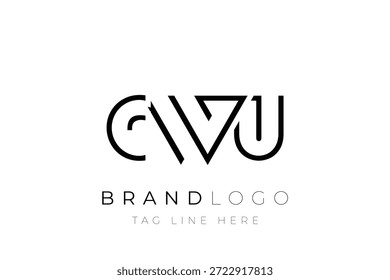 Diseño de logotipo de carta abstracta CWU. Diseño moderno del logotipo del negocio con tipografía Abstractas y estilo contemporáneo