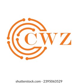 CWZ letter design. CWZ letter technology logo design on white background. CWZ Monogram logo design for entrepreneur and business
