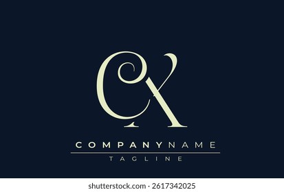 CX abstract Logo. Elegantly Designed Minimalist Monogram Logo with Stylish Lettering. Sophisticated and sleek minimalist monogram showcasing unique lettering design.