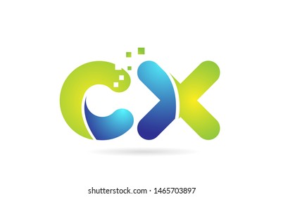 cx c x blue green alphabet combination letter logo design suitable for a company or business