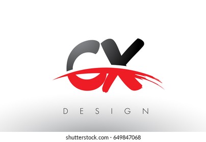 CX C X Brush Logo Letters Design with Red and Black Colors and Brush Letter Concept.