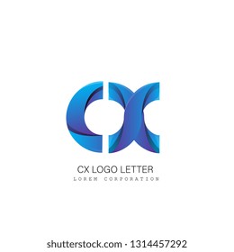 cx c x circle lowercase design of alphabet letter combination with infinity suitable as a logo for a company or business - Vector