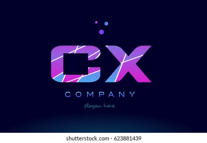 cx c x  creative color blue background pink purple magenta alphabet letter company logo vector icon