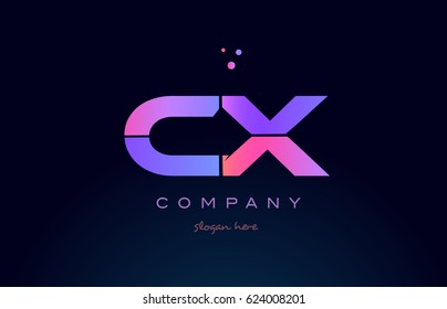 cx c x creative color blue background pink purple blue magenta alphabet letter company logo vector icon design