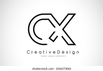 CX C X Letter Logo Design in Black Colors. Creative Modern Letters Vector Icon Logo Illustration.