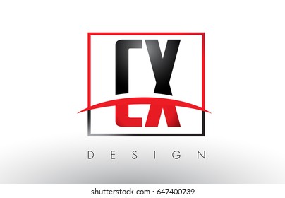 CX C X Logo Letters with Red and Black Colors and Swoosh. Creative Letter Design Vector.