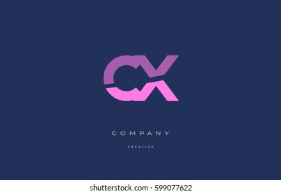 cx c x  pink blue pastel modern abstract alphabet company logo design vector icon template 