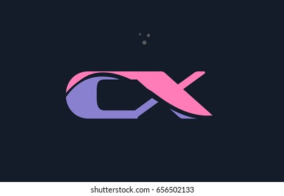 cx c x pink blue alphabet letter logo purple font creative text dots company vector icon design template