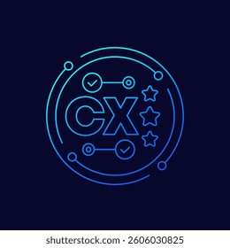 CX, Customer experience icon in linear design