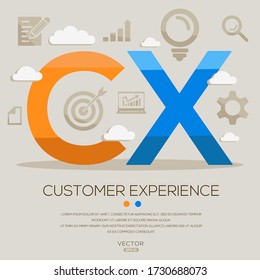 CX (customer Experience), Letters And Icons. Vector Illustration.