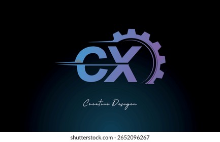 CX Gear Fusion Logo – Industrial Tech-Inspired Letter mark Futuristic Industrial Letter Mark Design for Technology and Engineering Brands.