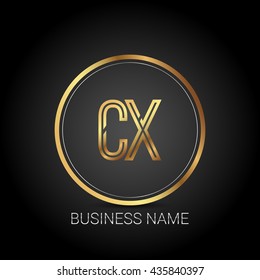 CX golden initial circle logo for company