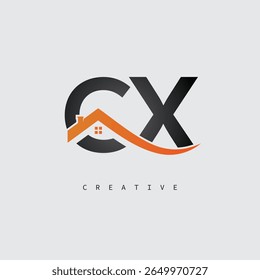 CX House Letter Logo – Creative Real Estate Monogram with Roof Shape and Home Icon for Property, Architecture and Modern Branding Identity