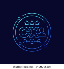 CX icon, Customer experience vector linear design