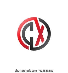 CX initial letters linked circle logo red black