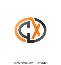 CX initial letters looping linked ellipse logo orange black