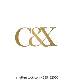 C&X Initial logo. Ampersand monogram golden logo