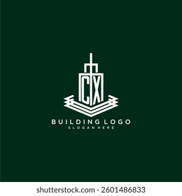 CX initial monogram building logo for real estate