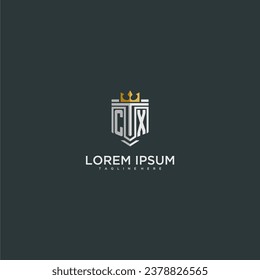 CX initial monogram for crown and shield logo design