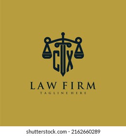 CX initial monogram for lawfirm logo with sword and scale