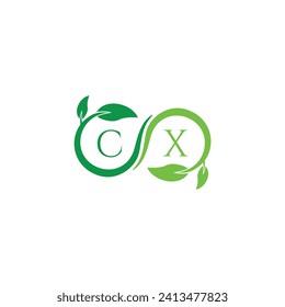 CX initial monogram letter for nature logo with leaf image design