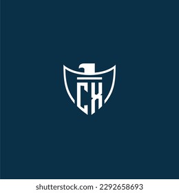 CX initial monogram logo for shield with eagle image vector design
